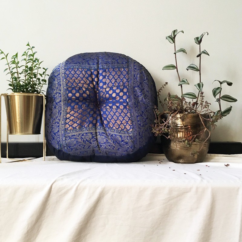 Meditation Cushion - Round Blue